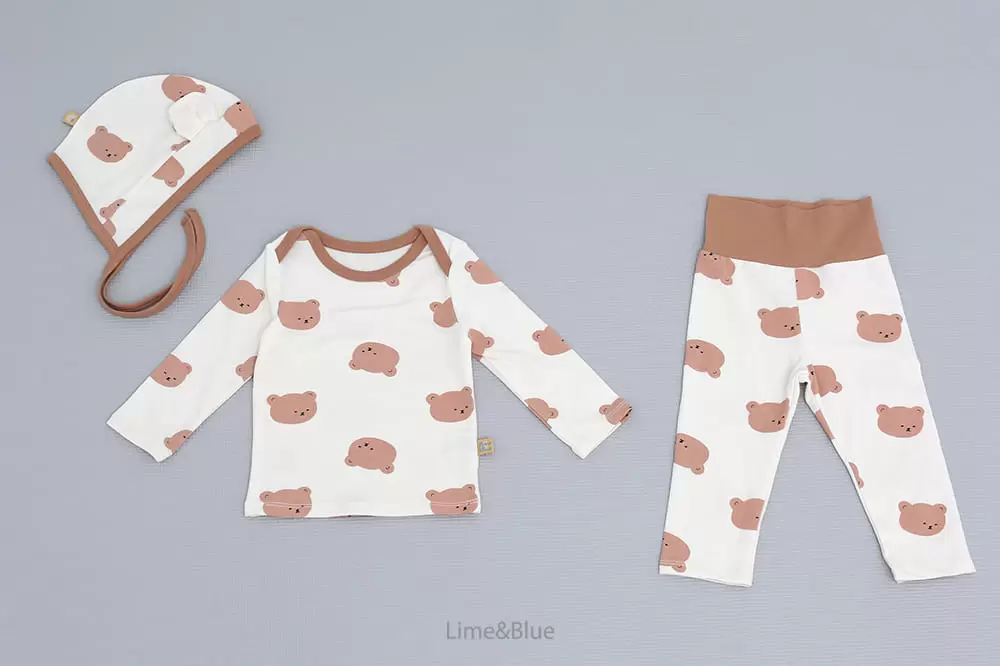 Lime & Blue - Korean Baby Fashion - #babyboutiqueclothing - Bear Baby Suit Hat - 2