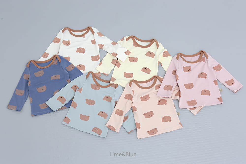 Lime & Blue - Korean Baby Fashion - #babyboutique - Bear Baby Top Bottom Set - 4