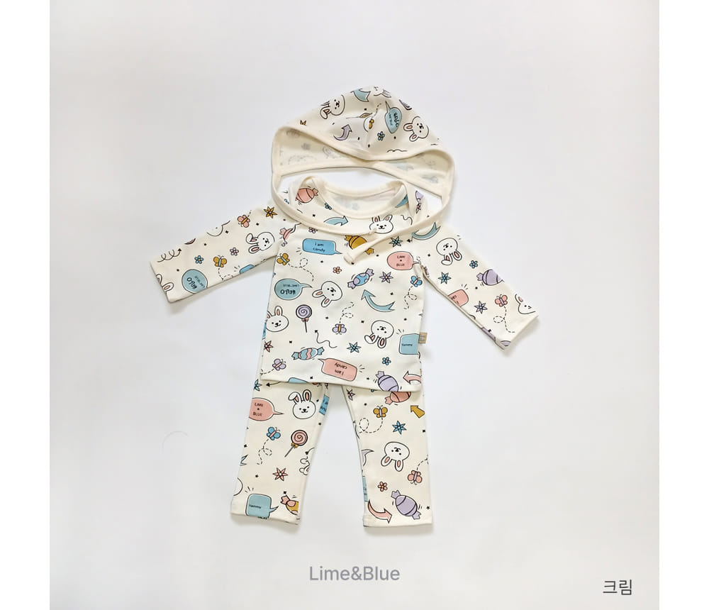 Lime & Blue - Korean Baby Fashion - #babyclothing - Candy Rabbit Baby Top Bottom Set - 8