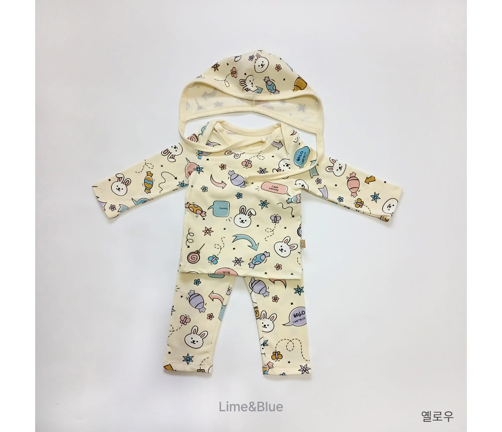 Lime & Blue - Korean Baby Fashion - #babyfashion - Candy Rabbit Baby Top Bottom Set - 9