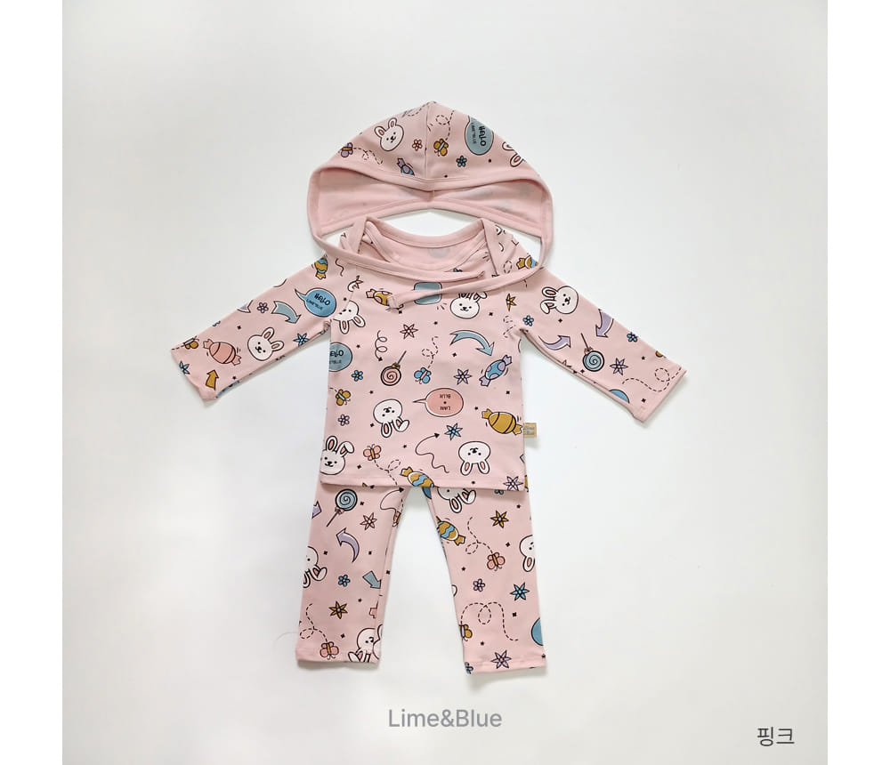 Lime & Blue - Korean Baby Fashion - #babyfever - Candy Rabbit Baby Top Bottom Set - 10