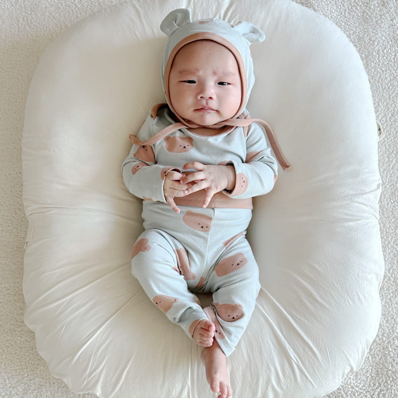 Lime & Blue - Korean Baby Fashion - #babygirlfashion - Bear Baby Suit Hat - 6