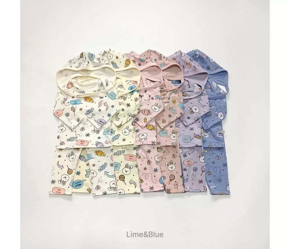 Lime & Blue - Korean Baby Fashion - #babywear - Candy Rabbit Baby Top Bottom Set - 2