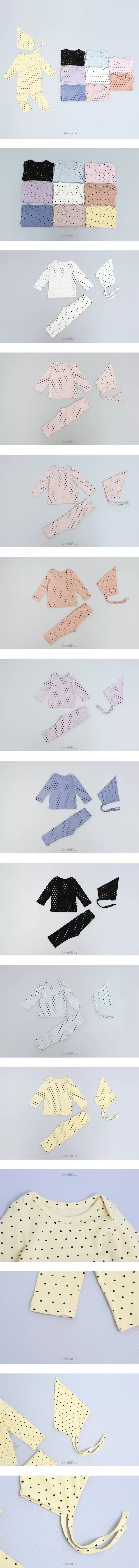 Lime & Blue - Korean Baby Fashion - #babywear - Heart Best Baby Top Bottom Set