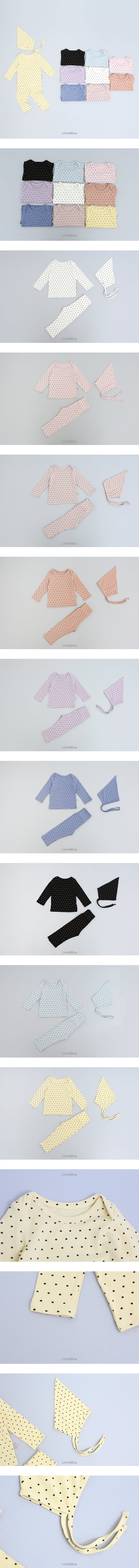 Lime & Blue - Korean Baby Fashion - #babywear - Heart Best Baby Top Bottom Set