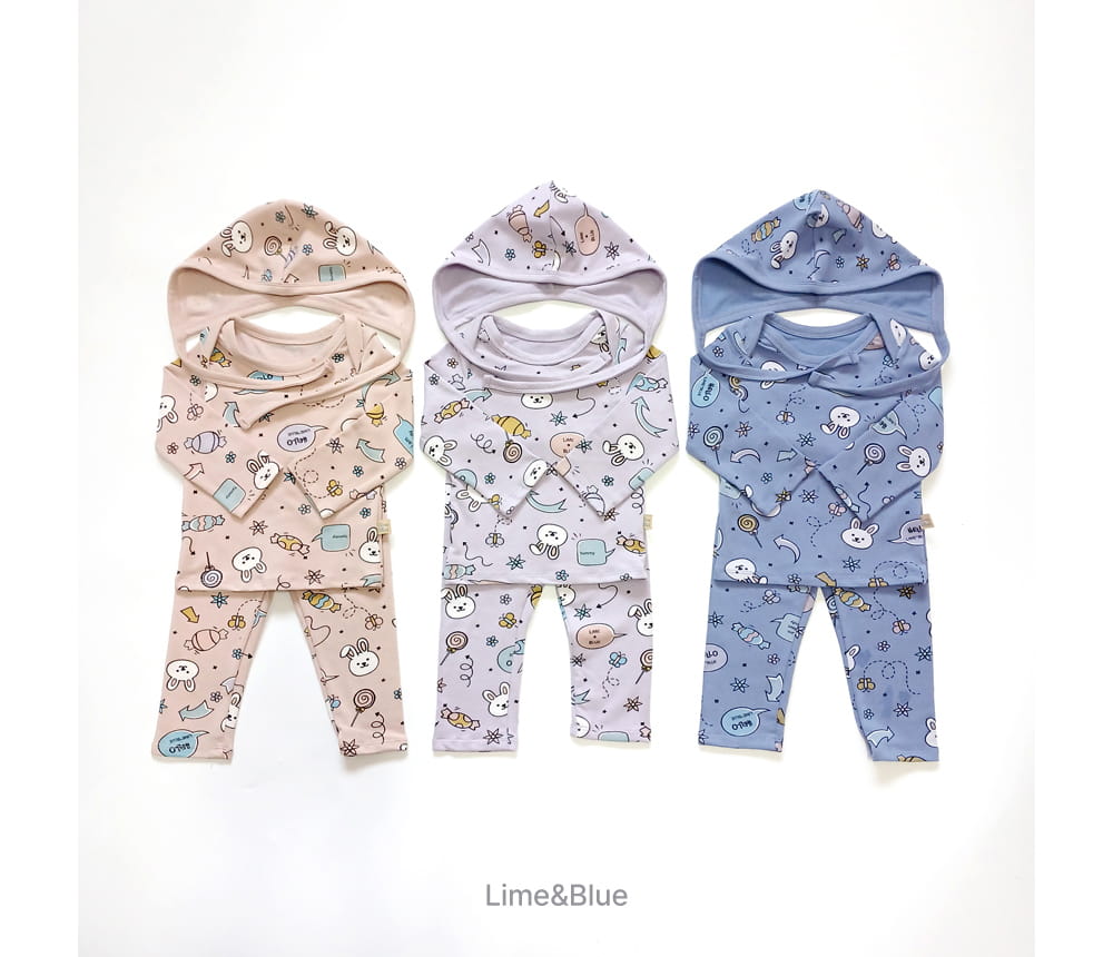 Lime & Blue - Korean Baby Fashion - #onlinebabyboutique - Candy Rabbit Baby Top Bottom Set - 4
