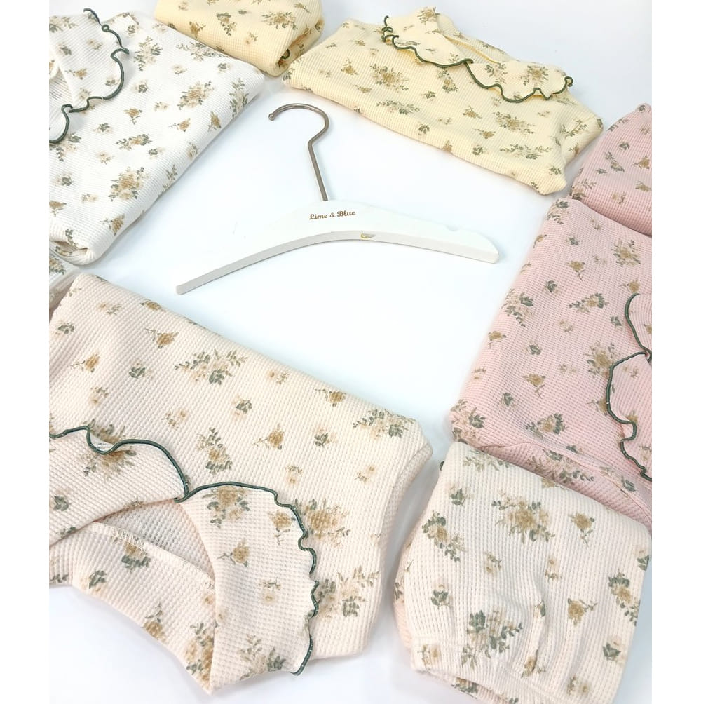 Lime & Blue - Korean Children Fashion - #discoveringself - Croiffle Flower Top Bottom Set - 2