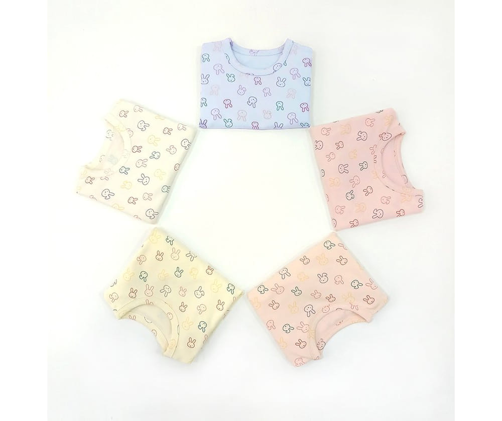 Lime & Blue - Korean Children Fashion - #magicofchildhood - Line Rabbit Top Bottom Set