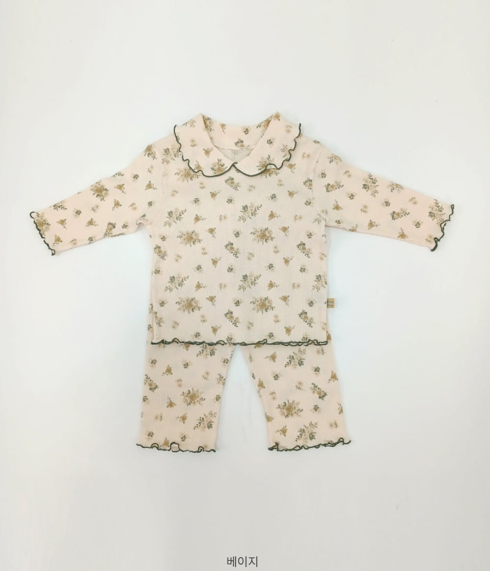 Lime & Blue - Korean Children Fashion - #magicofchildhood - Croiffle Flower Top Bottom Set - 9