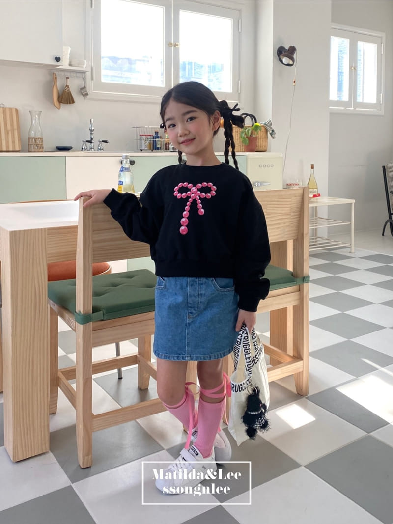Matilda & Lee - Korean Children Fashion - #Kfashion4kids - Ribbon Bead Crop Sweatshirt - 2