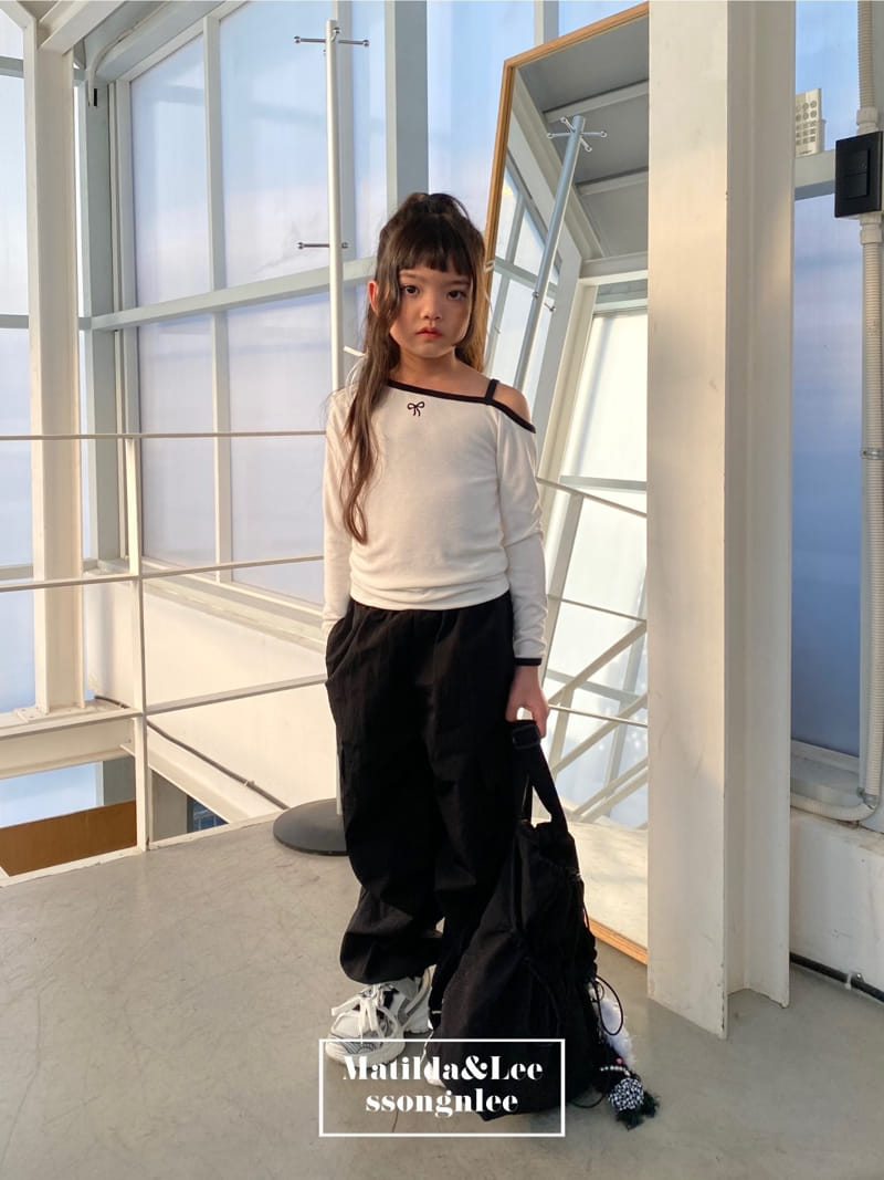 Matilda & Lee - Korean Children Fashion - #childofig - Ribbon Shoulder Slit Tee - 6