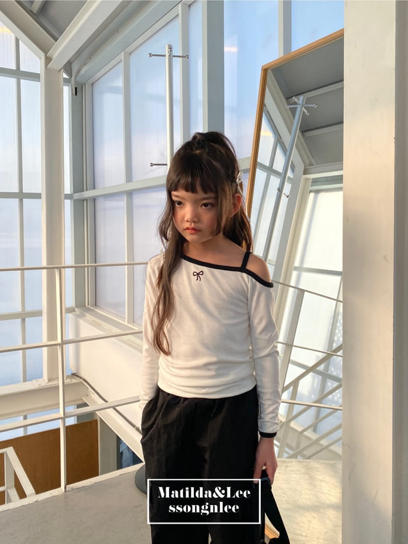 Matilda & Lee - Korean Children Fashion - #childrensboutique - Ribbon Shoulder Slit Tee - 8