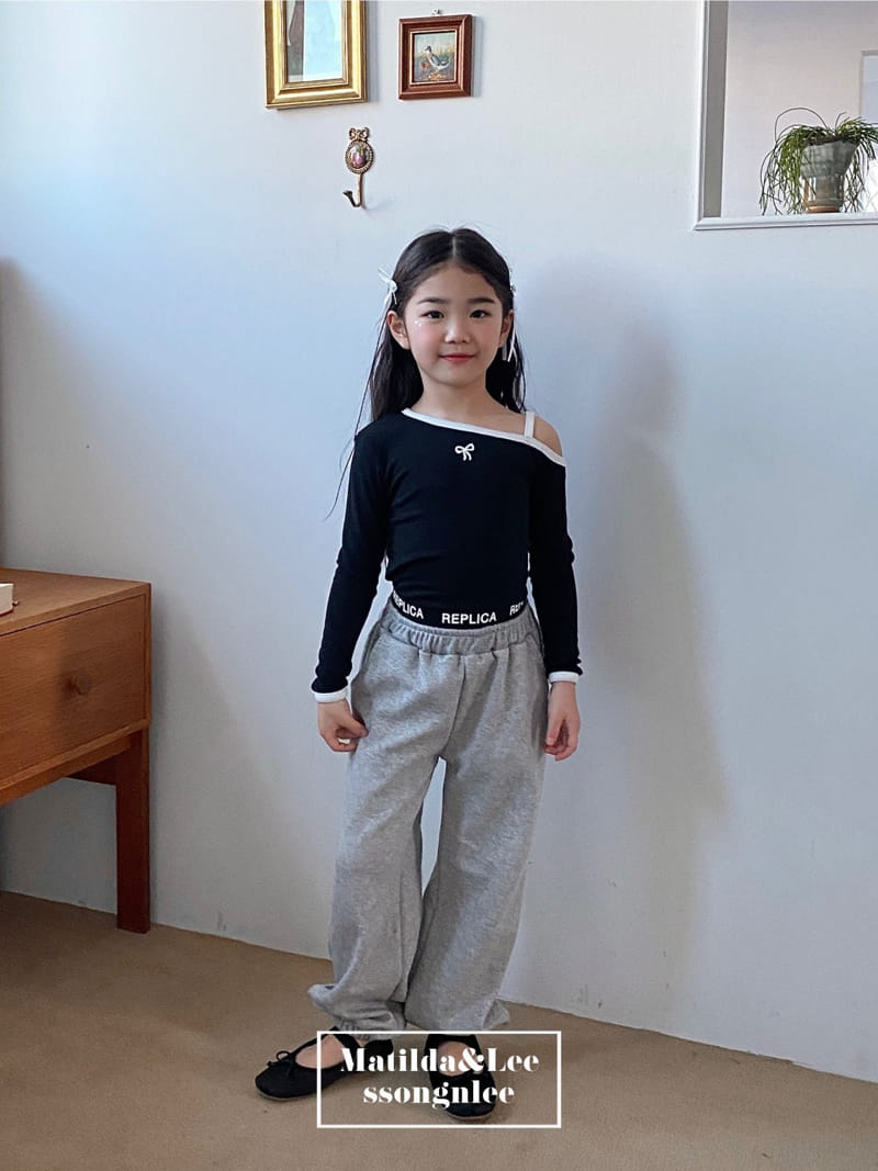Matilda & Lee - Korean Children Fashion - #fashionkids - Ribbon Shoulder Slit Tee - 11