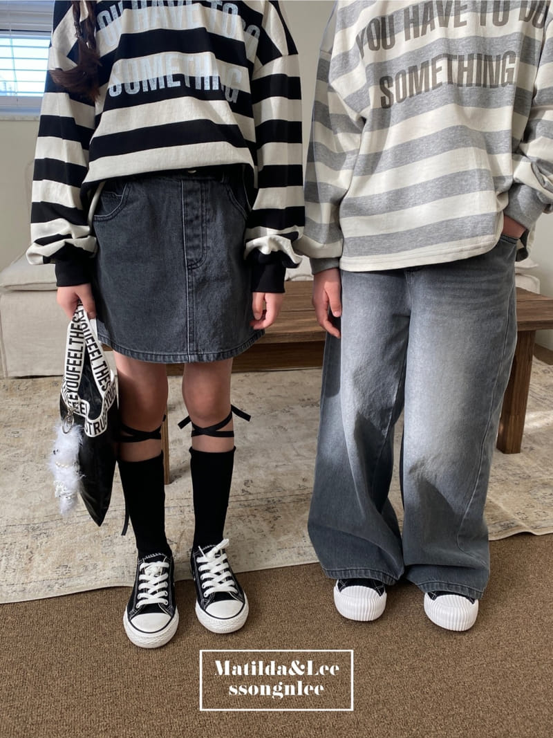 Matilda & Lee - Korean Children Fashion - #fashionkids - Heart Spray Denim Skirt - 6