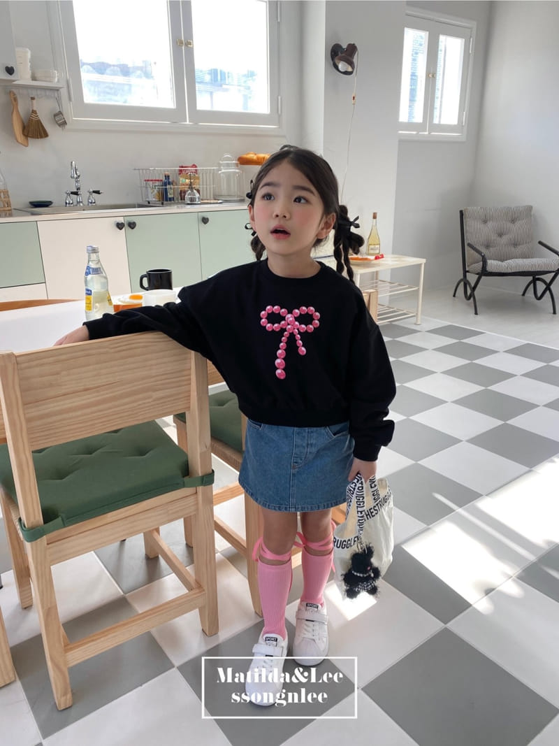 Matilda & Lee - Korean Children Fashion - #kidzfashiontrend - Ribbon Bead Crop Sweatshirt
