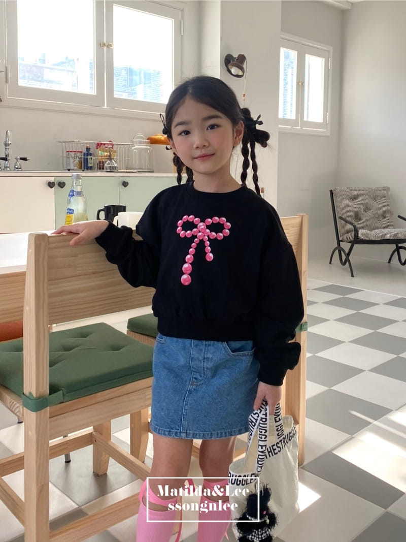 Matilda & Lee - Korean Children Fashion - #littlefashionista - Ribbon Bead Crop Sweatshirt - 3