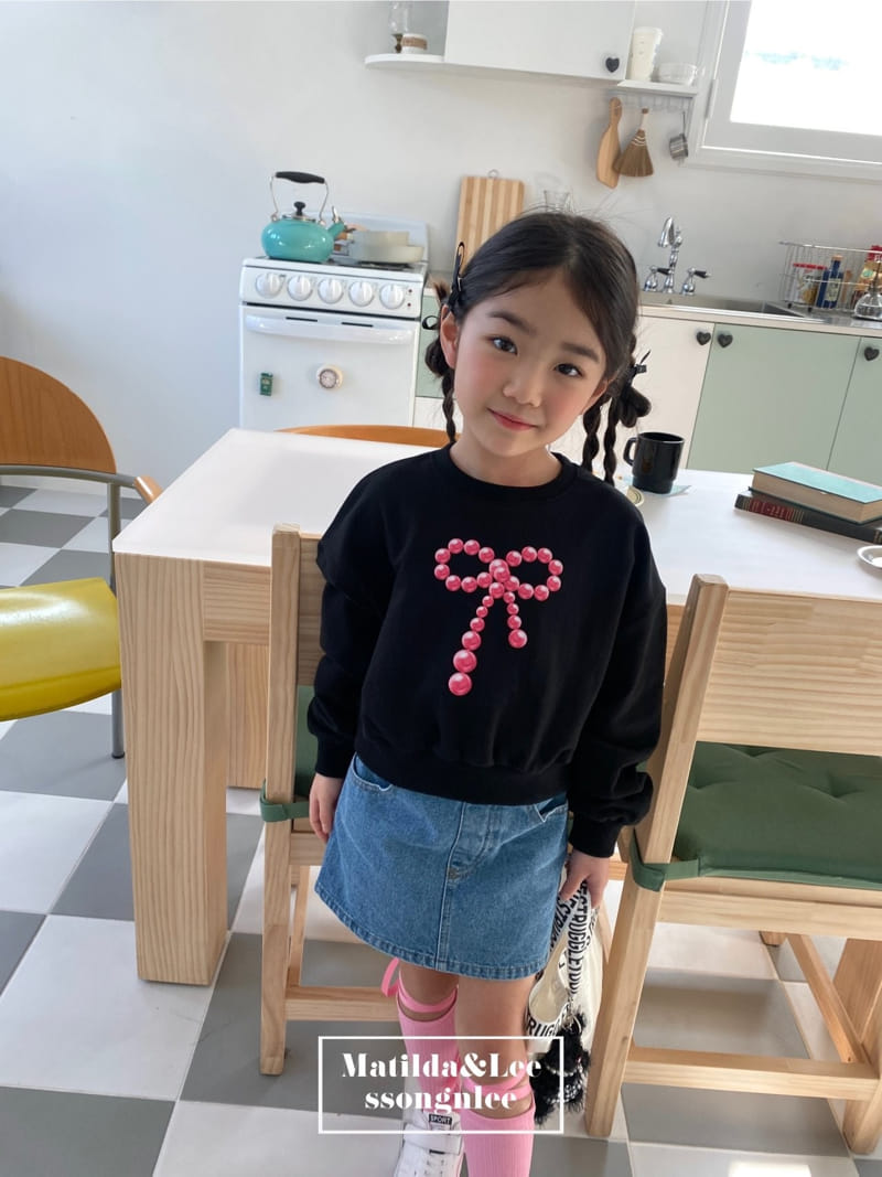 Matilda & Lee - Korean Children Fashion - #minifashionista - Ribbon Bead Crop Sweatshirt - 5