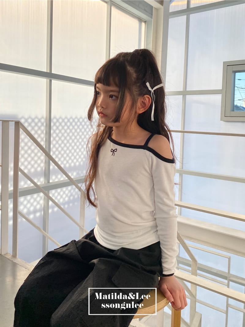 Matilda & Lee - Korean Children Fashion - #magicofchildhood - Ribbon Shoulder Slit Tee - 4