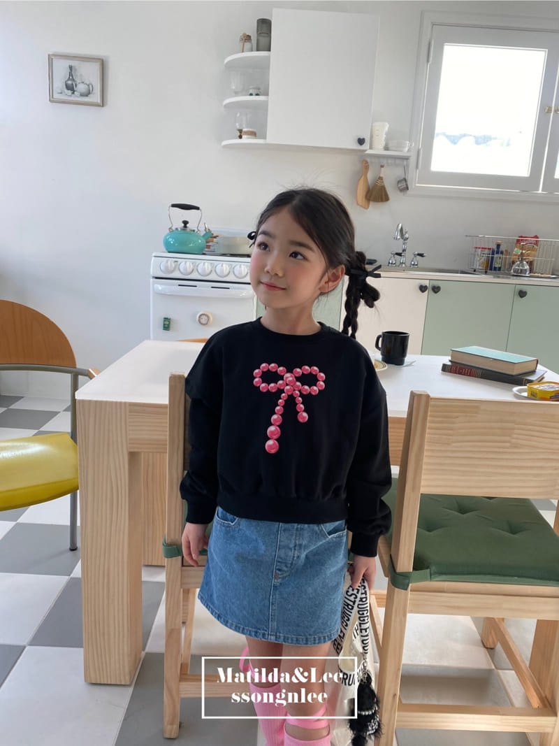 Matilda & Lee - Korean Children Fashion - #prettylittlegirls - Ribbon Bead Crop Sweatshirt - 6
