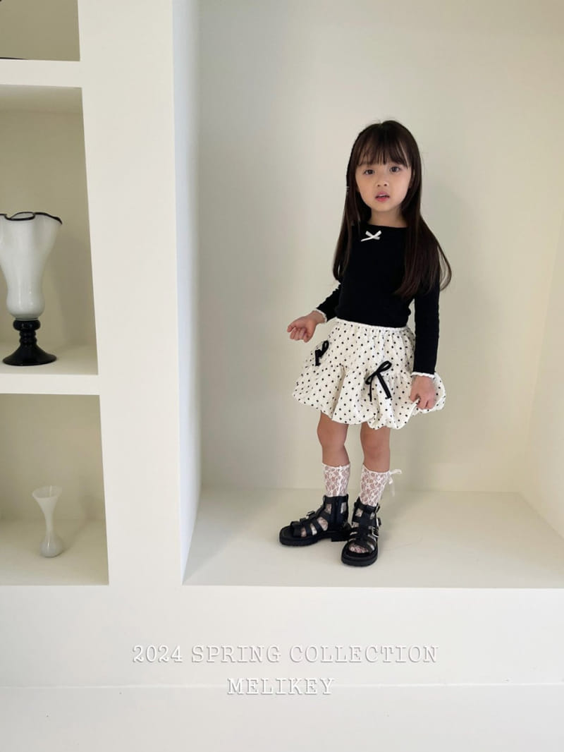 Melikey - Korean Children Fashion - #Kfashion4kids - Dot Ribbon Skirt - 2