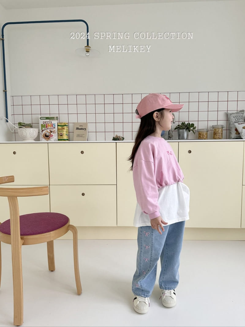 Melikey - Korean Children Fashion - #childrensboutique - Ribbon Denim Pants - 7