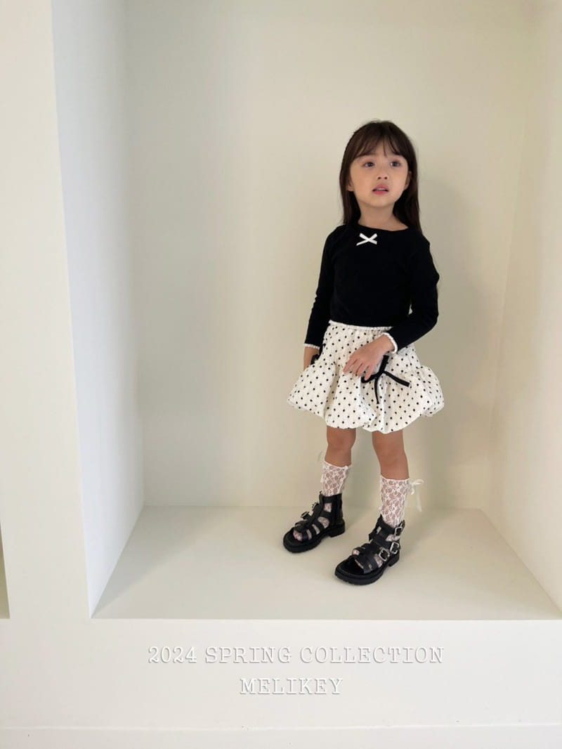 Melikey - Korean Children Fashion - #childrensboutique - Dot Ribbon Skirt - 9