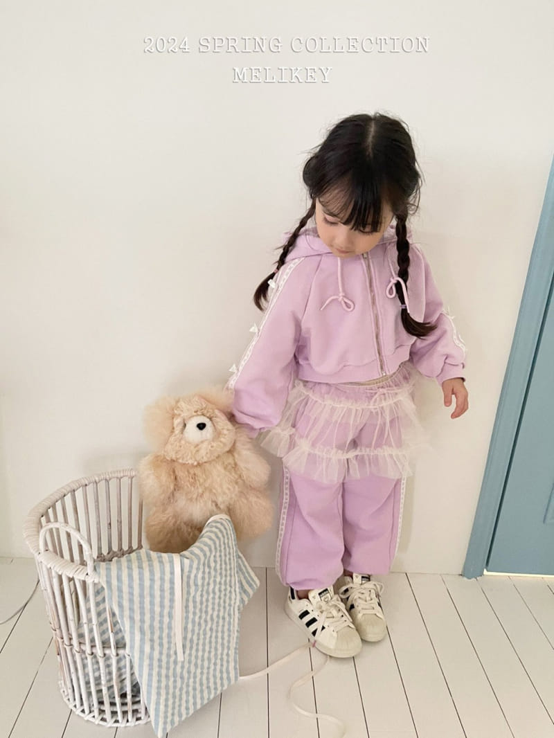 Melikey - Korean Children Fashion - #designkidswear - Ribbon Short Hoody Zip Up - 3