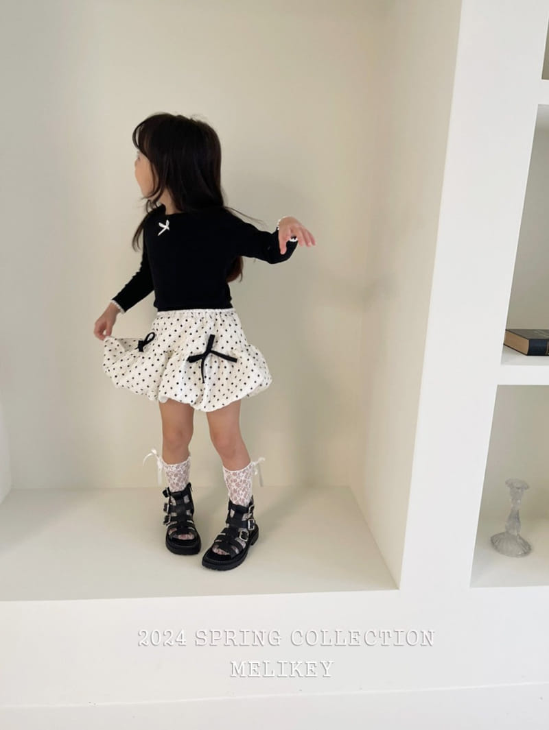 Melikey - Korean Children Fashion - #designkidswear - Dot Ribbon Skirt - 10