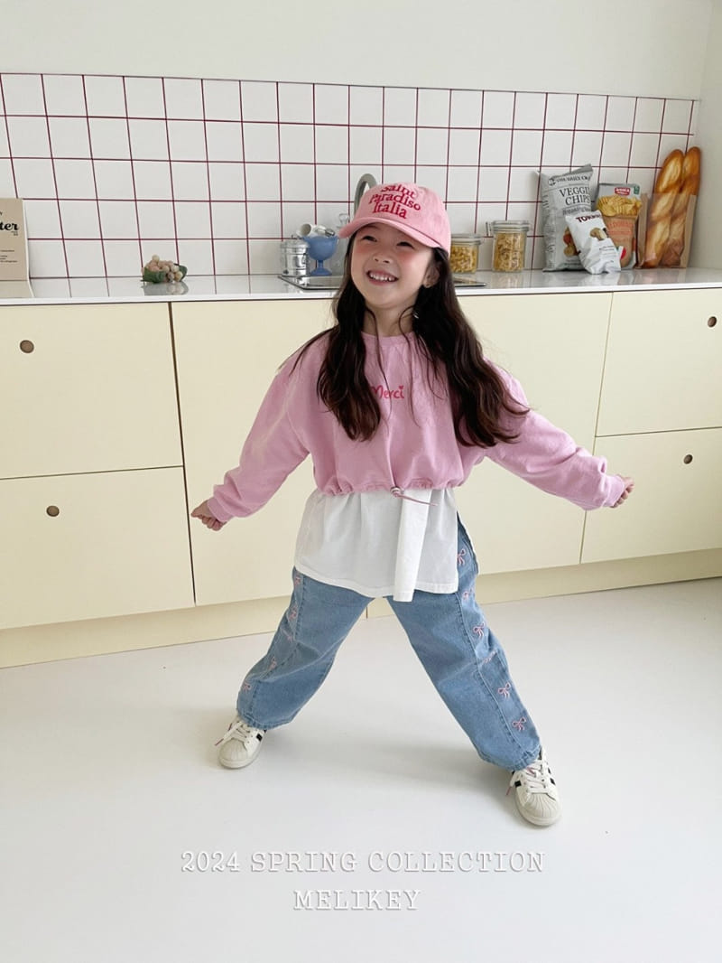 Melikey - Korean Children Fashion - #fashionkids - Ribbon Denim Pants - 10