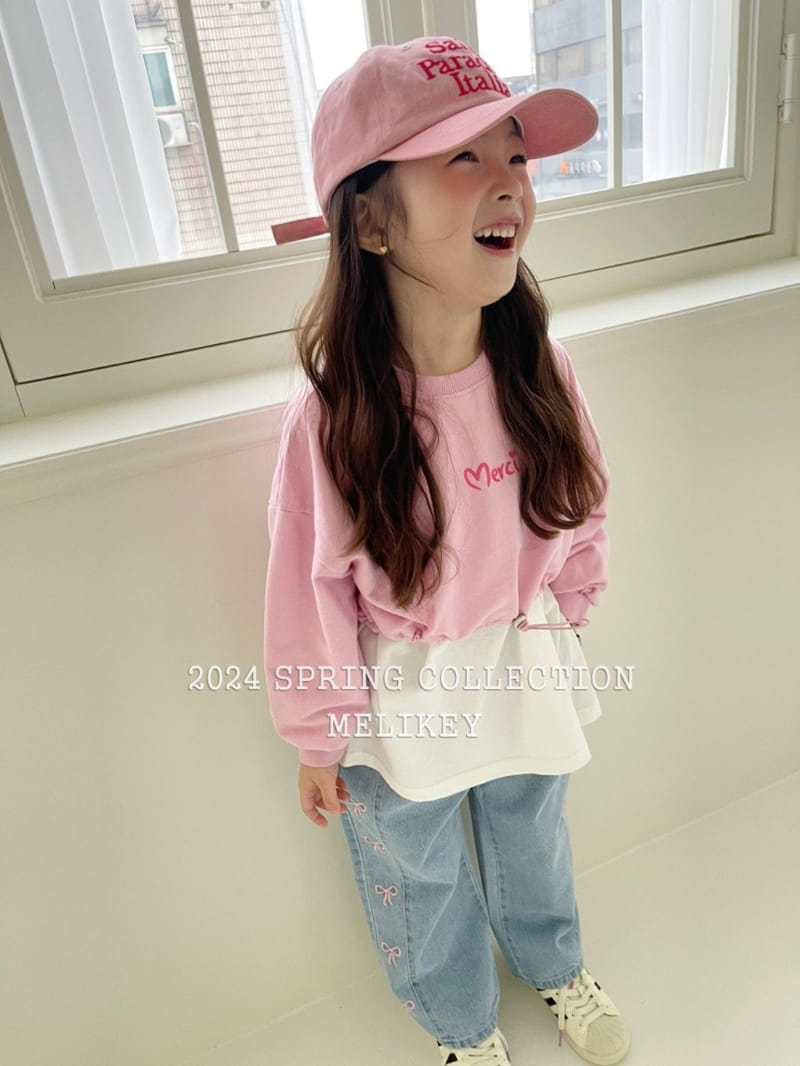 Melikey - Korean Children Fashion - #kidsshorts - Ribbon Denim Pants - 11