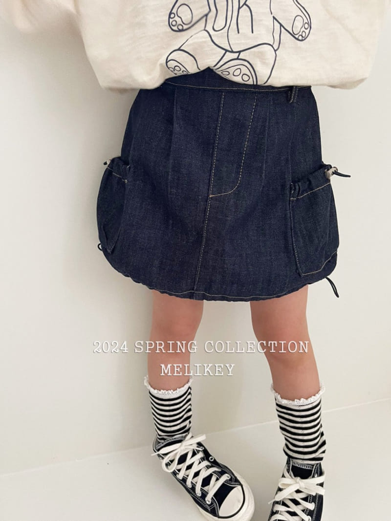 Melikey - Korean Children Fashion - #kidsshorts - Denim Pumpkin Pocket Skirt - 9