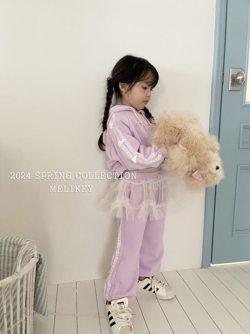 Melikey - Korean Children Fashion - #kidsstore - Ribbon Short Hoody Zip Up - 7