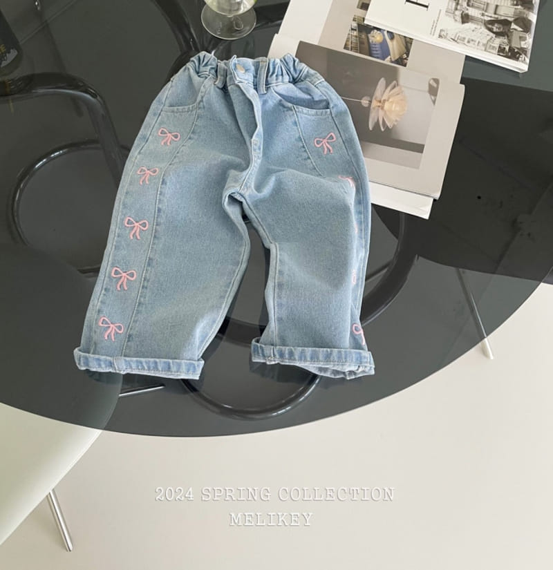 Melikey - Korean Children Fashion - #minifashionista - Ribbon Denim Pants