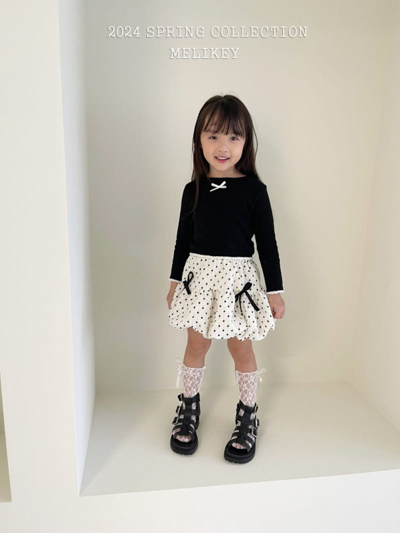 Melikey - Korean Children Fashion - #minifashionista - Dot Ribbon Skirt - 5