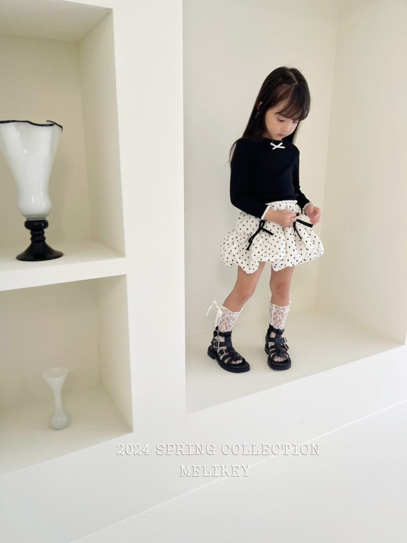 Melikey - Korean Children Fashion - #prettylittlegirls - Dot Ribbon Skirt - 6