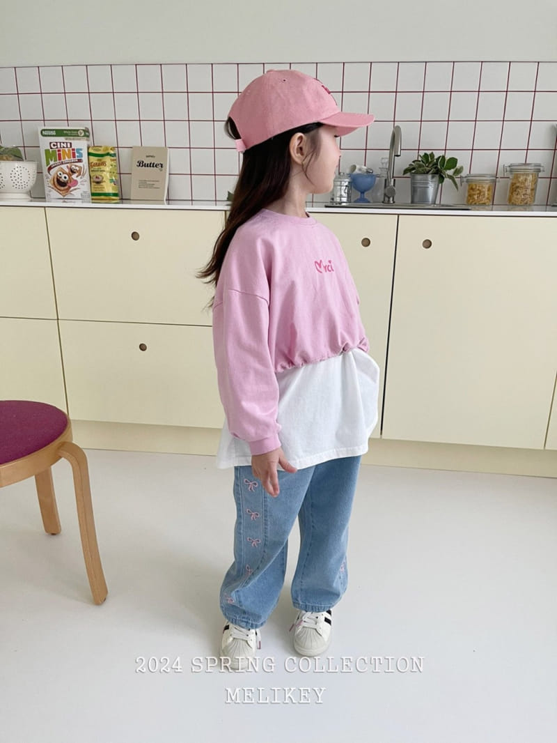 Melikey - Korean Children Fashion - #stylishchildhood - Ribbon Denim Pants - 5