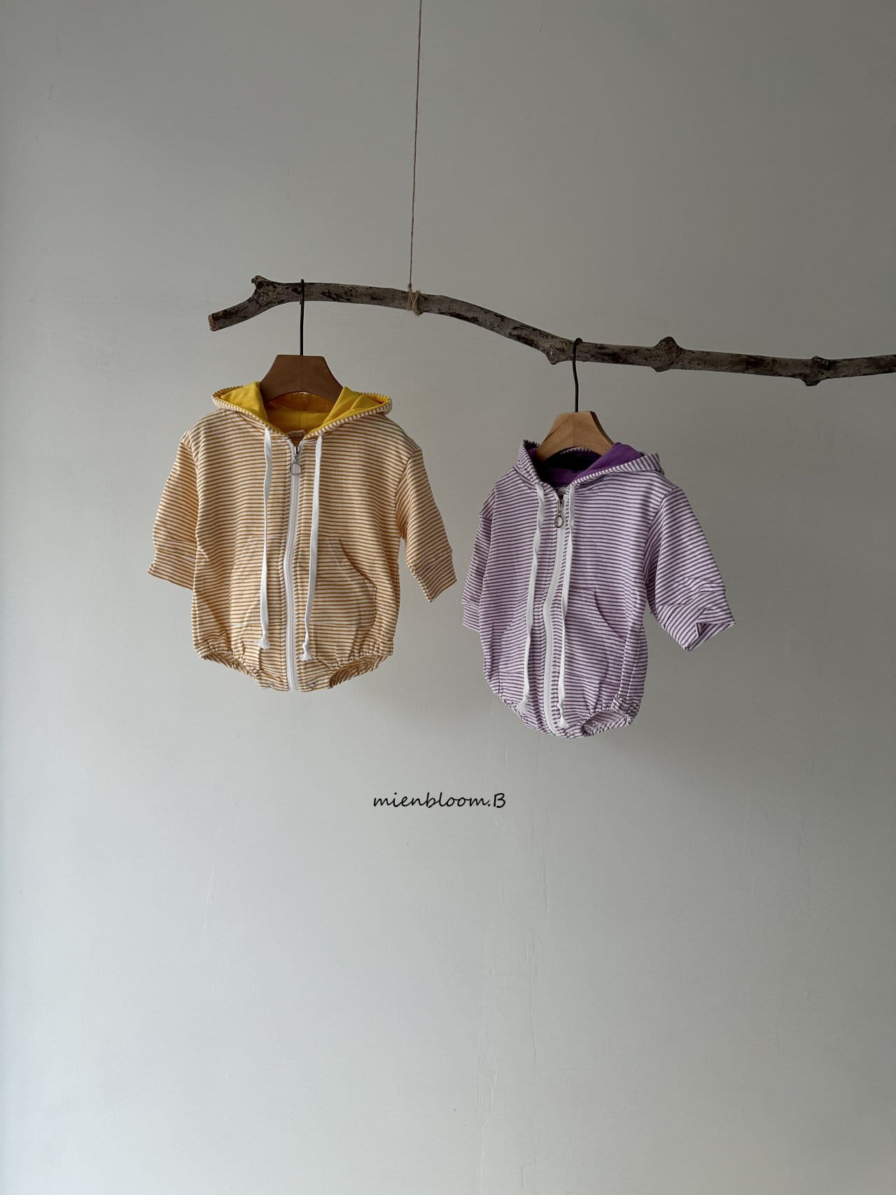 Mienbloom B - Korean Baby Fashion - #babyboutique - Bebe Hoody Zip Up ST Body Suit