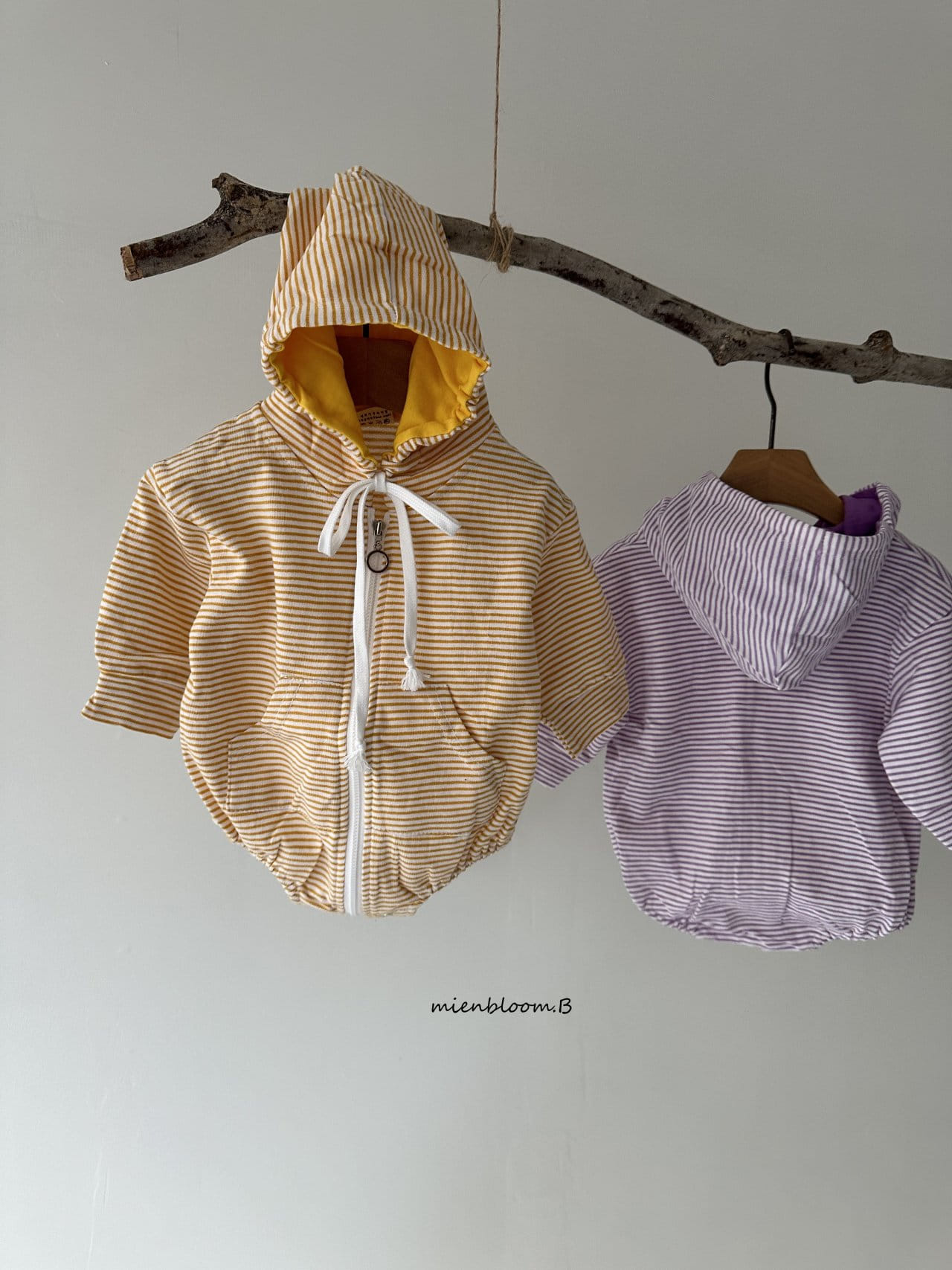 Mienbloom B - Korean Baby Fashion - #babyboutiqueclothing - Bebe Hoody Zip Up ST Body Suit - 2