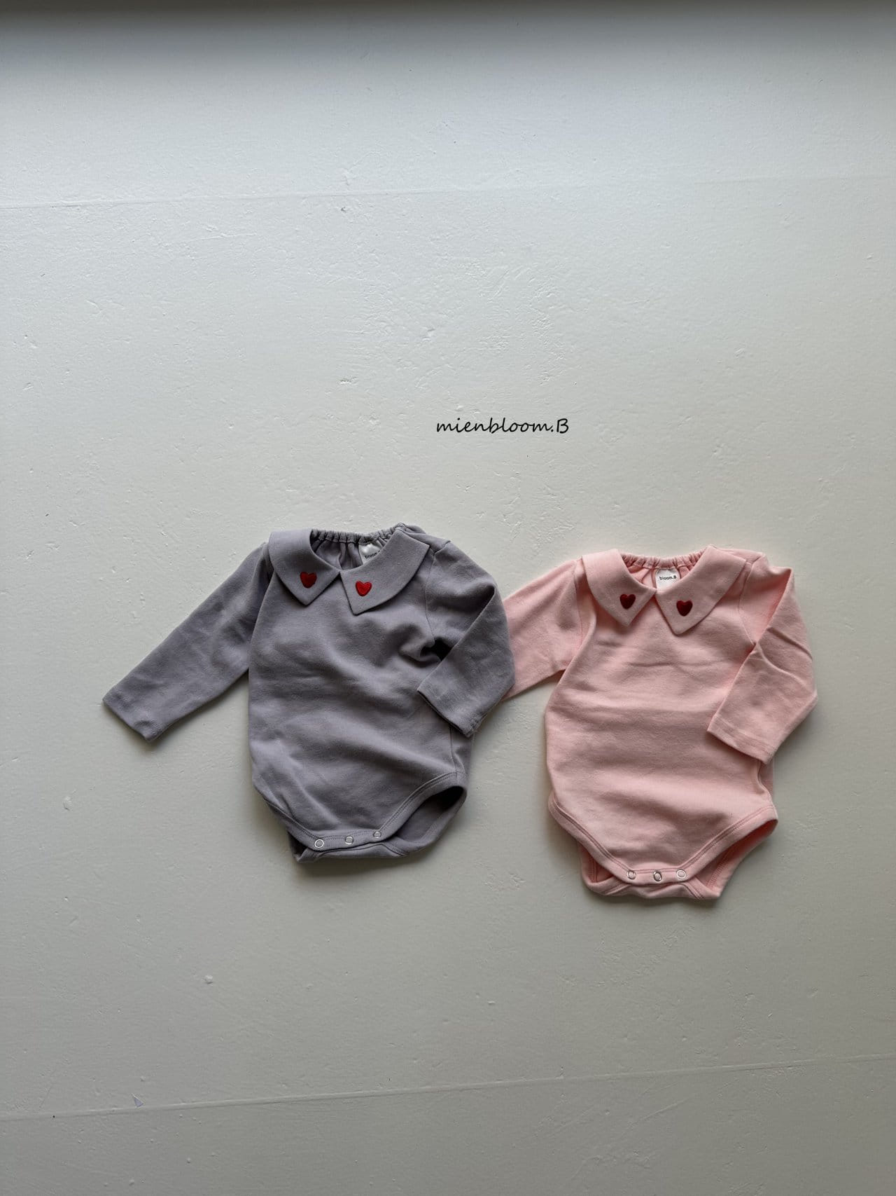 Mienbloom B - Korean Baby Fashion - #babyclothing - Bebe Heart Embroider Body Suit - 2