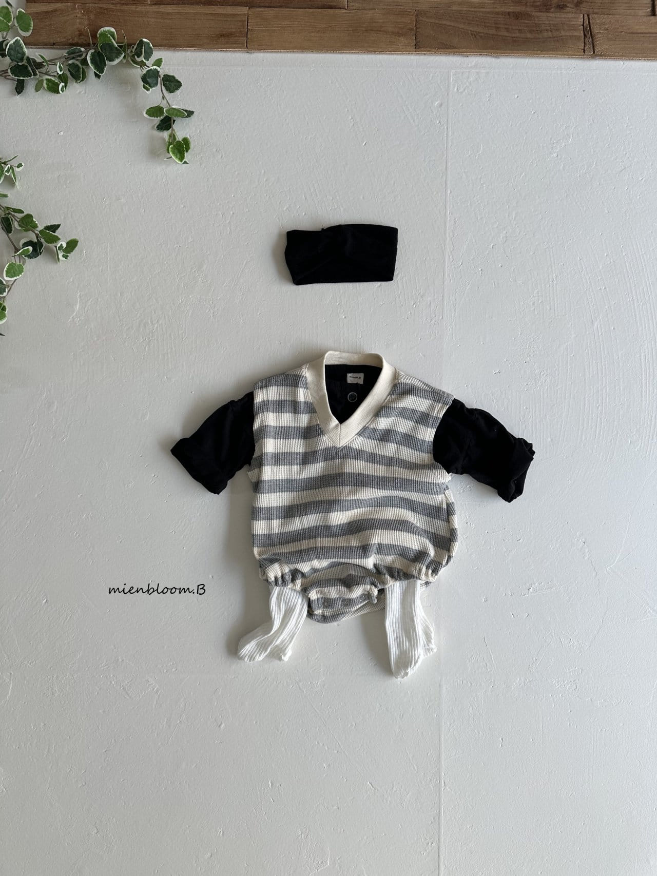 Mienbloom B - Korean Baby Fashion - #babyfashion - Bebe Waffle Vest Body Suit - 2