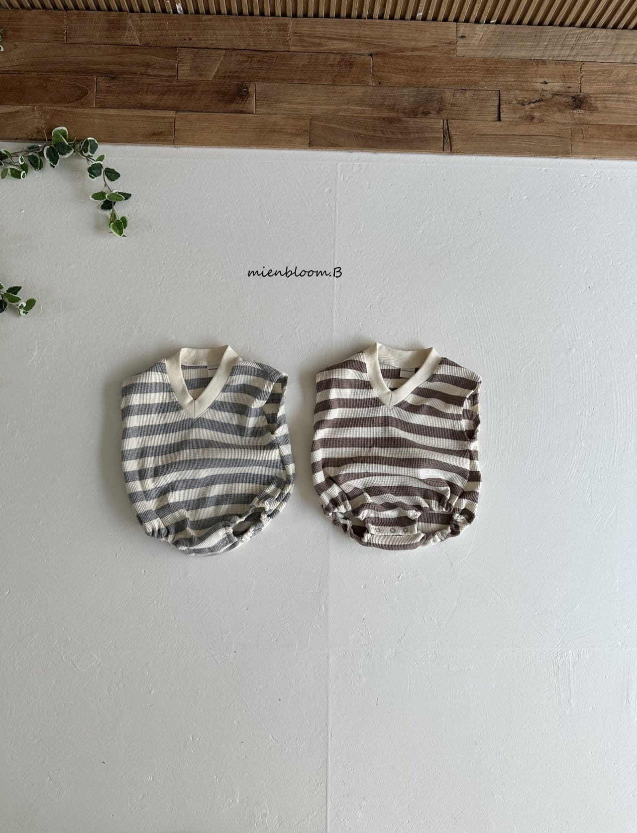 Mienbloom B - Korean Baby Fashion - #babyfever - Bebe Waffle Vest Body Suit - 3