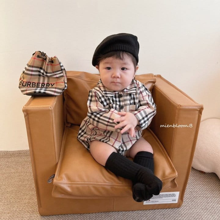 Mienbloom B - Korean Baby Fashion - #babyoutfit - Bebe London Check Long Sleeves Body Suit - 11