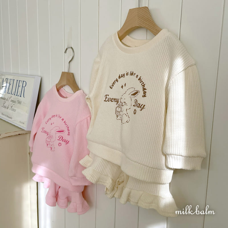 Milk Balm - Korean Children Fashion - #discoveringself - Bunny Frill Top Bottom Set  - 3