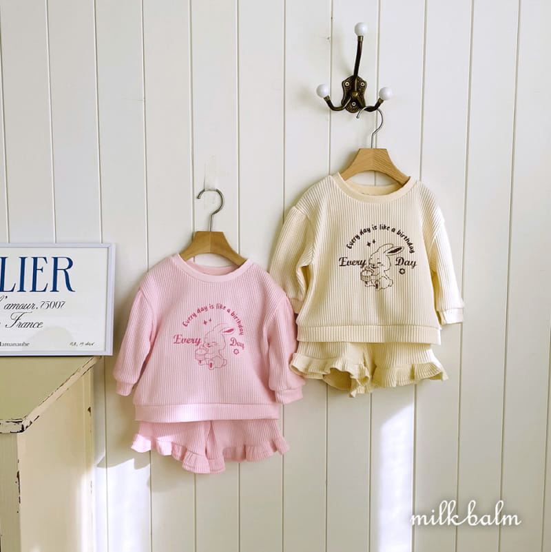 Milk Balm - Korean Children Fashion - #kidsshorts - Bunny Frill Top Bottom Set  - 5