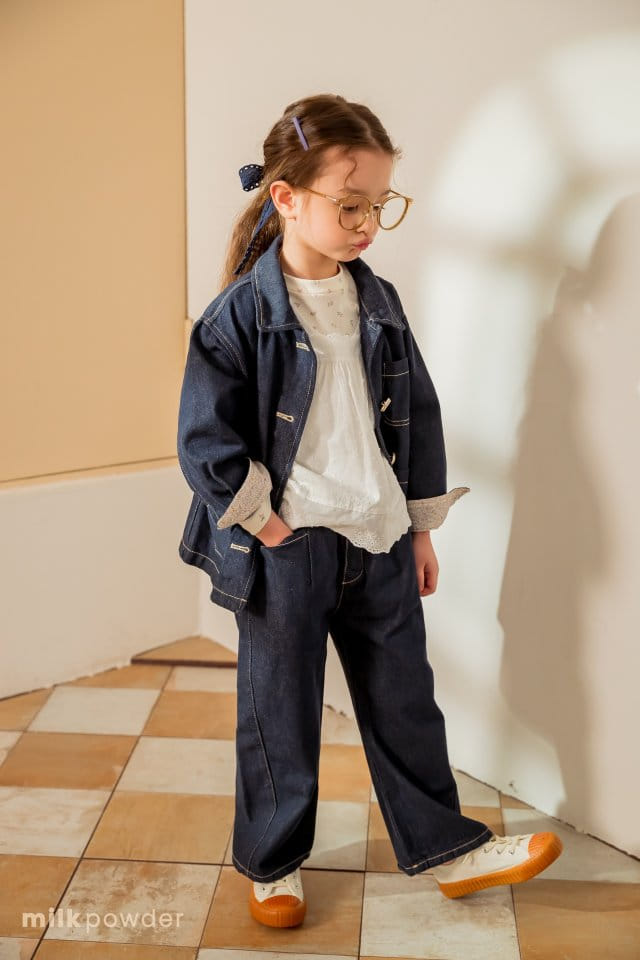 Milk Powder - Korean Children Fashion - #magicofchildhood - Curve Denim Pants - 7
