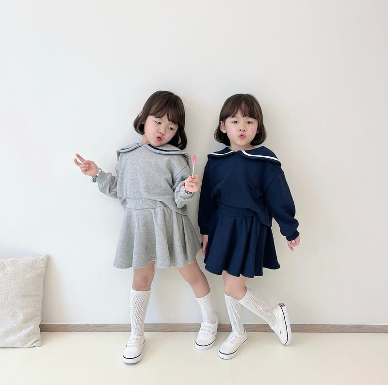 Million Dollar Baby - Korean Children Fashion - #kidsshorts - Sailor Skirt Top Bottom Set - 11