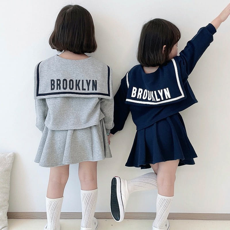 Million Dollar Baby - Korean Children Fashion - #littlefashionista - Sailor Skirt Top Bottom Set