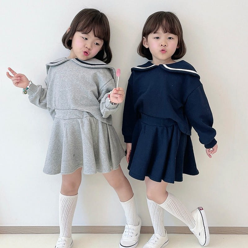 Million Dollar Baby - Korean Children Fashion - #magicofchildhood - Sailor Skirt Top Bottom Set - 2
