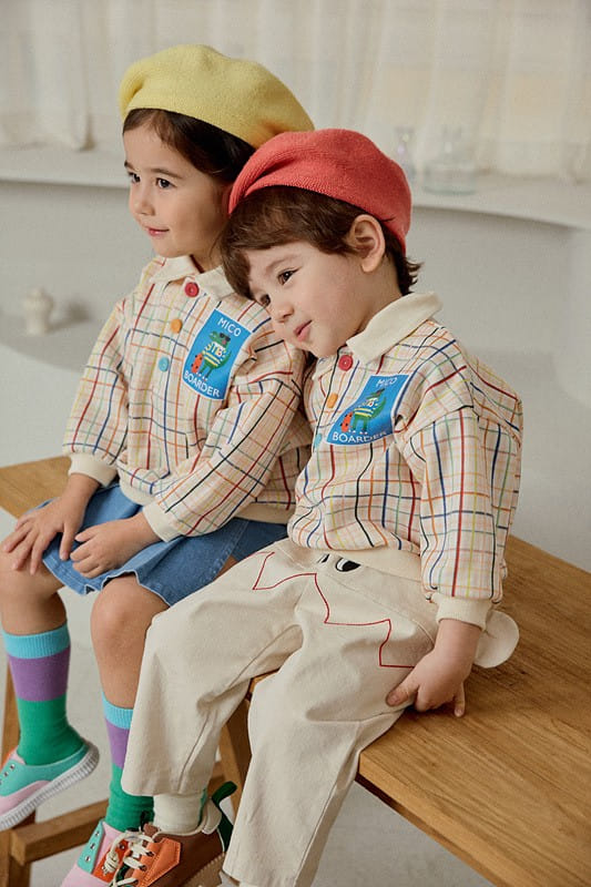 Mimico - Korean Children Fashion - #childofig - Collar Check Tee - 2
