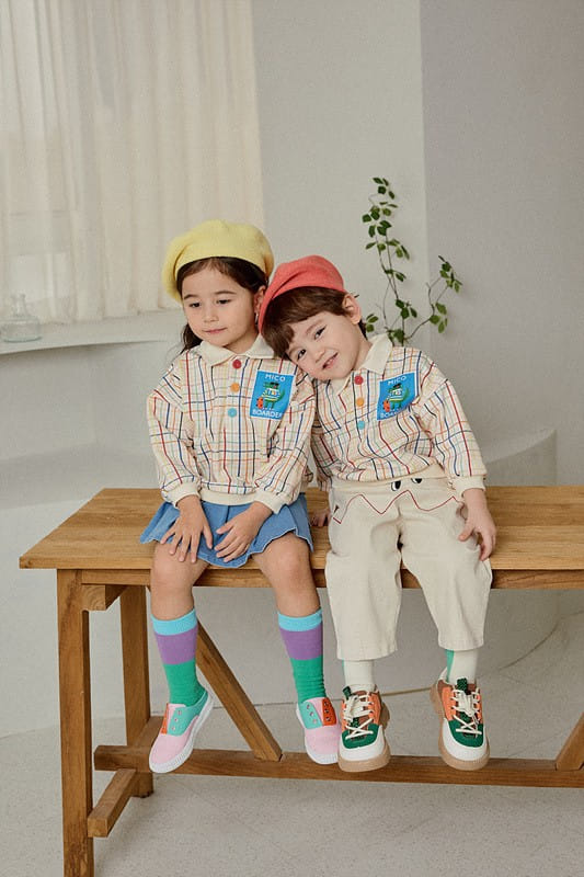 Mimico - Korean Children Fashion - #childrensboutique - Collar Check Tee - 3